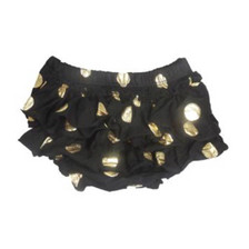 baby girl ruffle bloomers | black with gold foil spots