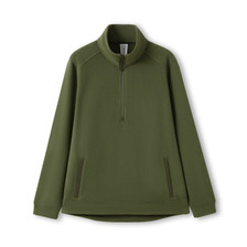 Unisex plain polar fleece half zip pullover - Olive Green