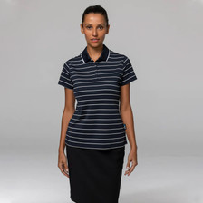 Ladies Striped Dri-Wear Antibacterial Polo Shirt. Shop Active Teamwear Online