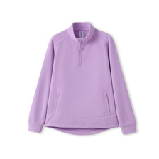 Womens Polar Fleece Half Zip Pullover- Lavender Purple