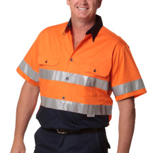 ANZAC | Cool-Breeze Cotton Safety Short Sleeve Shirt + 3M Tapes